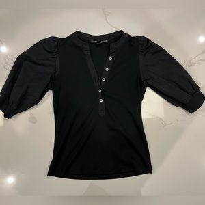 Black Veronica Beard Coralee puffed sleeve tee in XS